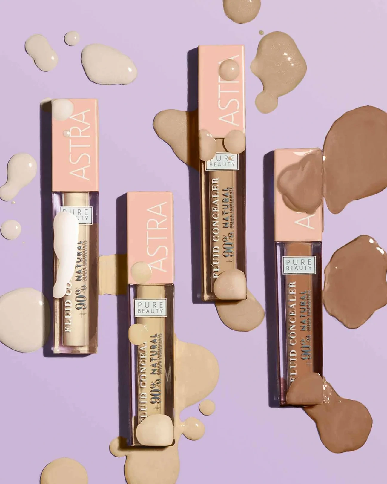 Gama de corectoare fluide Astra Make-Up Pure Beauty Fluid Concealer cu 90% ingrediente de origine naturală, create special pentru estomparea cearcănelor și camuflarea fină a imperfecțiunilor. 